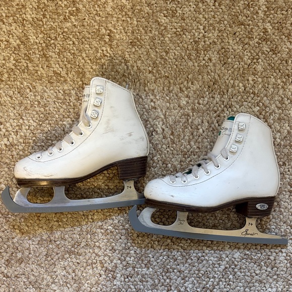 Riedel White Skates with Blade Covers - Sz J12 - Picture 3 of 8